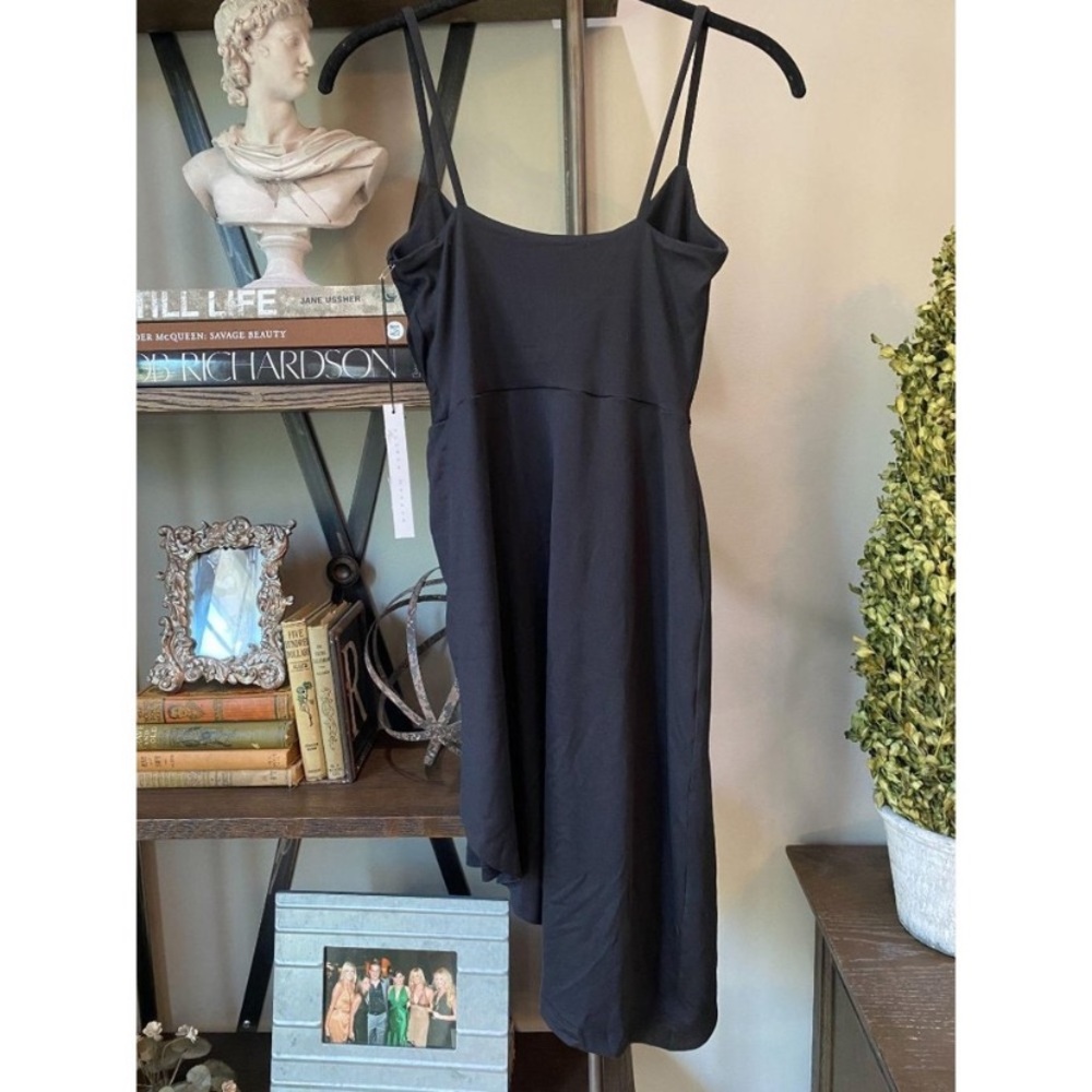Susana Monaco Women's Black Gathered Sleeveless Front Slit Wrap Dress Size Mediu - Picture 6 of 8